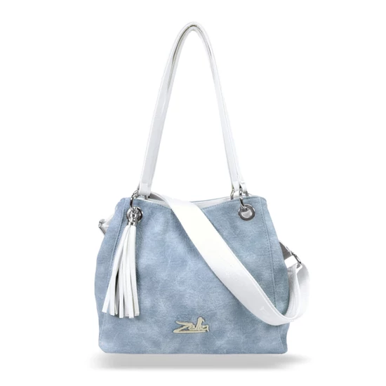 Zellia Női Válltáska 24015 Jeans Blue-Fehér