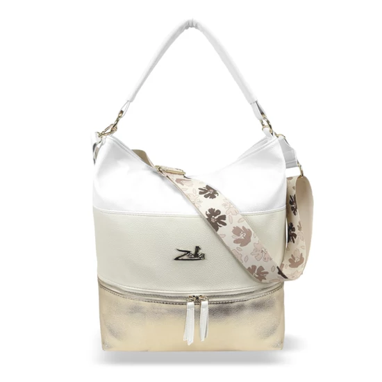 Zellia Női Válltáska 21025 - Next C. Flowers - Fehér - Arany - Beige