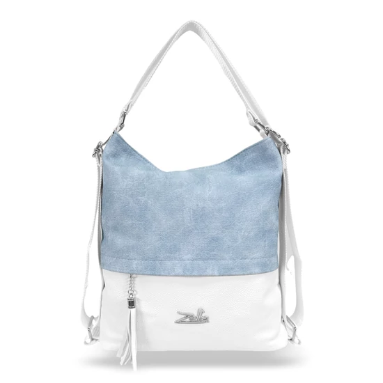 Zellia Női Válltáska/Hátizsáká Alakítható 24040 Jeans Blue-Fehér