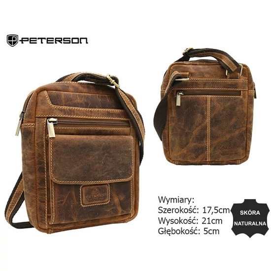 Peterson Férfi Bőr Táska Ptn Pr-99-Tmh-5962 Tan - Világos Barna