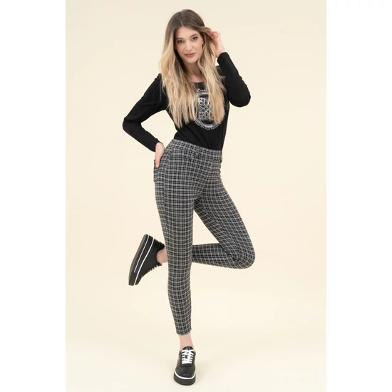 Budmil női leggings - fekete - fehér kockás