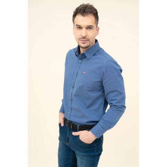 Budmil férfi modern fit ing - kék