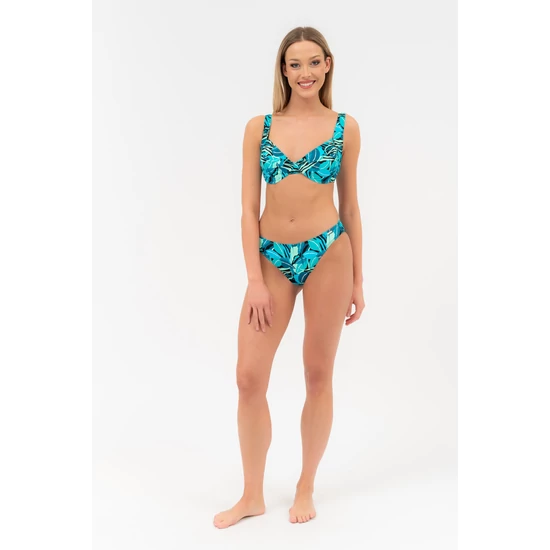 Budmil női bikini alsó - zöld-kék mintás