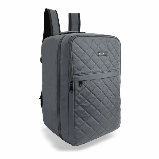 Zellia Hátizsák | Kézipoggyász Hz-104 Sötét Szürke - Steppelt - Vízlepergetős - 40 X 25 X 20 Cm