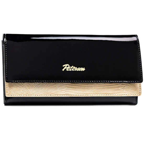Peterson Női Bőr Pénztárca Ptn Lj-421028-0643 Black-Gold - Fekete-Arany