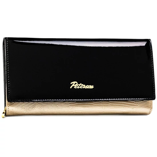 Peterson Női Bőr Pénztárca Ptn Lj-42106-0681 Black-Gold - Fekete-Arany
