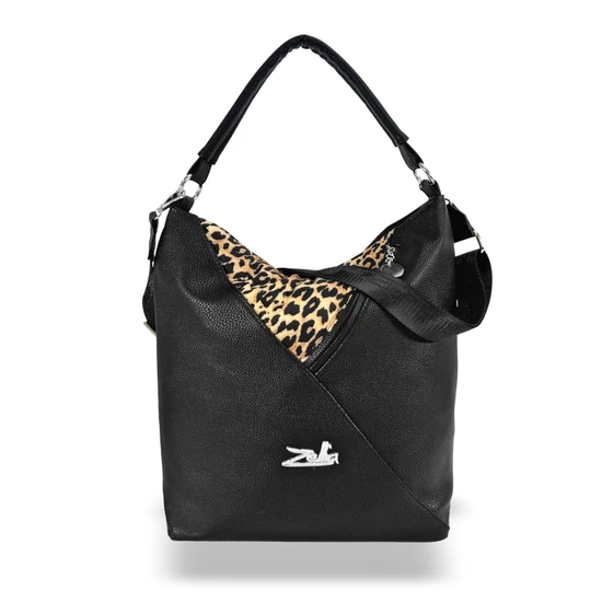 Zellia Női Válltáska 17008 Fekete - Ocelot Minta -