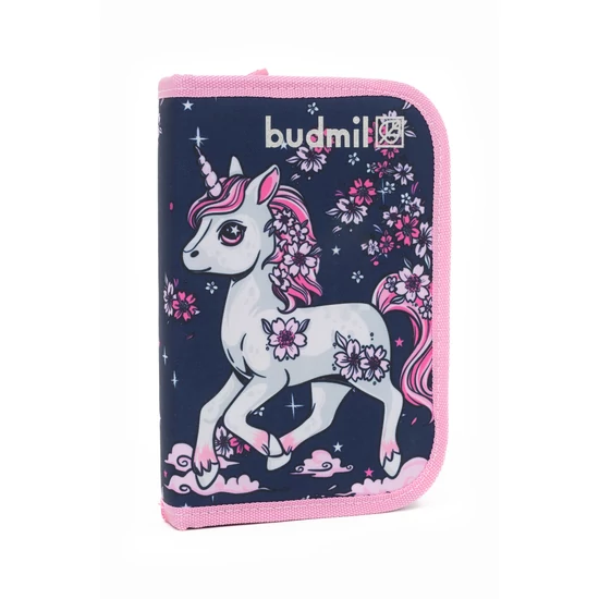 Budmil tolltartó - sötétkék - pink egyszarvú mintás