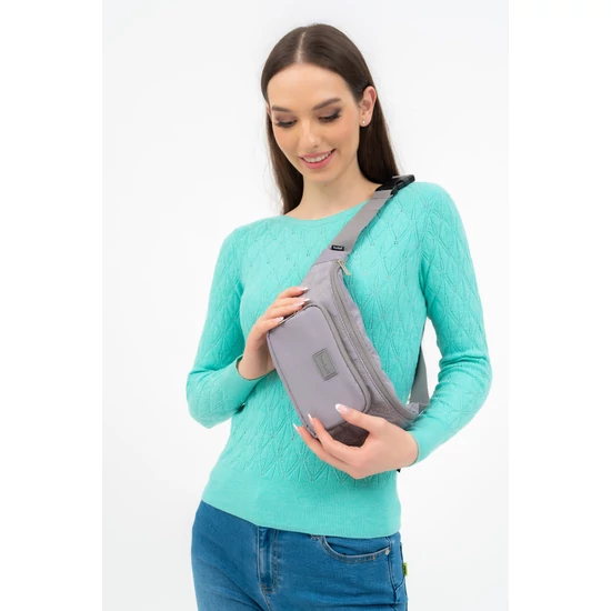 Budmil női textil övtáska - szürke