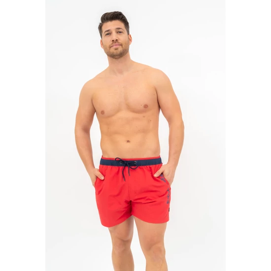 Budmil férfi beach short fürdőnadrág - piros