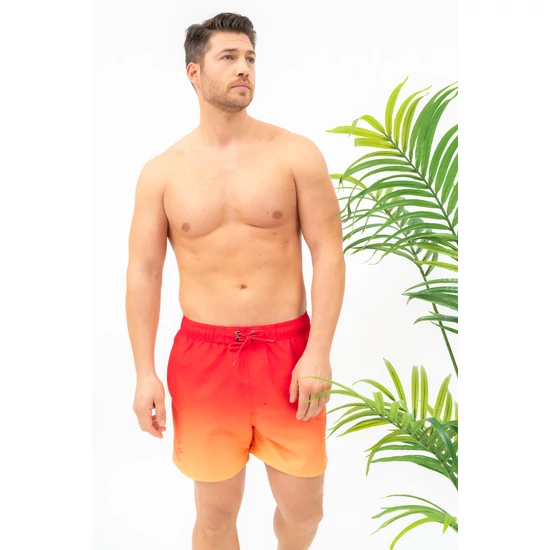Budmil férfi beach short fürdőnadrág - piros - narancs