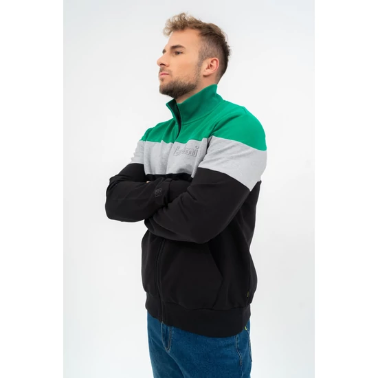 Budmil férfi cipzáros szabadidőfelső - zöld-szürke
