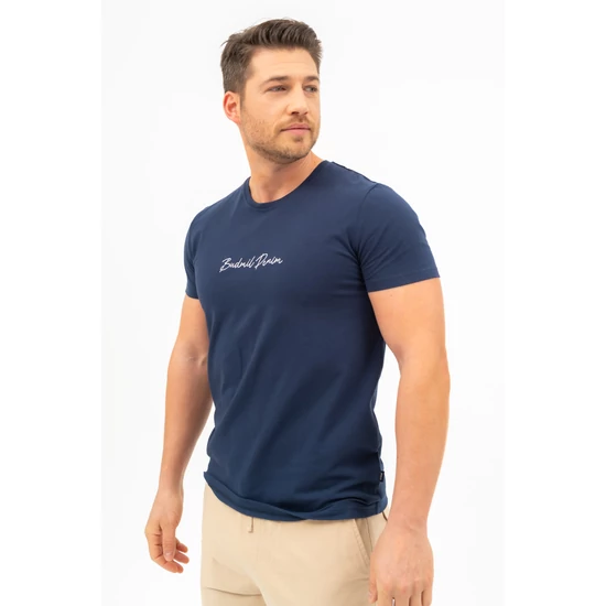 Budmil férfi slim fit rugalmas póló - sötétkék