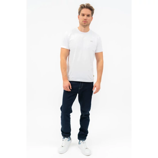 Budmil férfi slim fit normál derekú szűkített farmernadrág - sötétkék