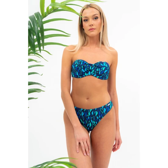Budmil női bikini alsó - kék - zöld mintás