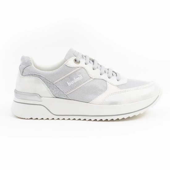 Budmil női kényelmes utcai sneaker cipő - fehér-ezüst