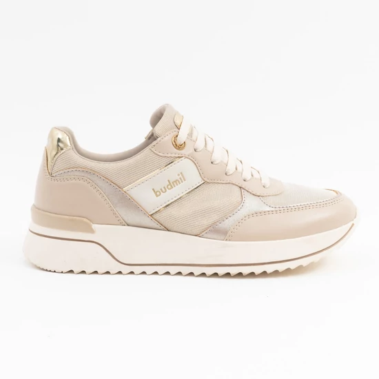Budmil női kényelmes utcai sneaker cipő - bézs-fehér