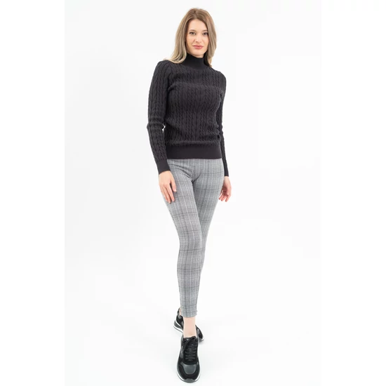 Budmil női rugalmas leggings nadrág - szürke kockás