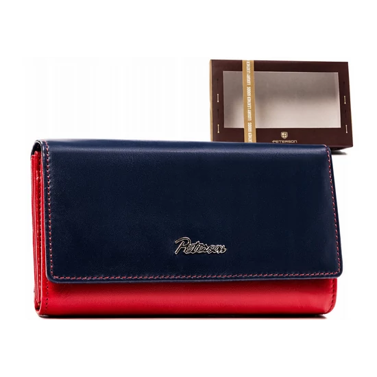 Peterson Női Bőr Pénztárca Ptn Ka-19-4221 Navy/Red - Sötét Kék-Piros