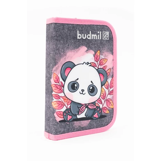 Budmil tolltartó - szürke melír - rózsaszín panda mintás