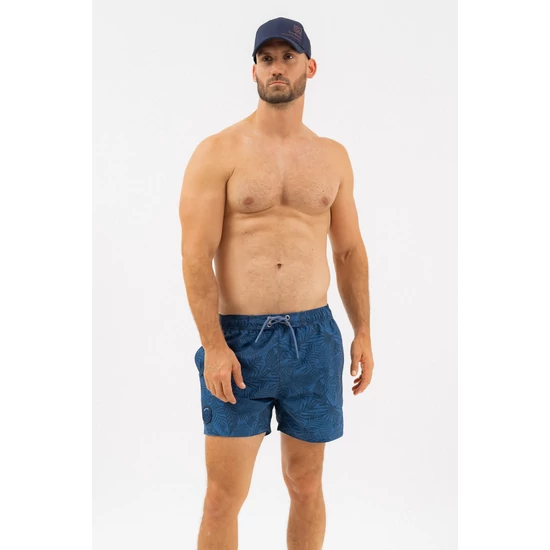 Budmil férfi beach short fürdőnadrág - kék - sötétkék mintás