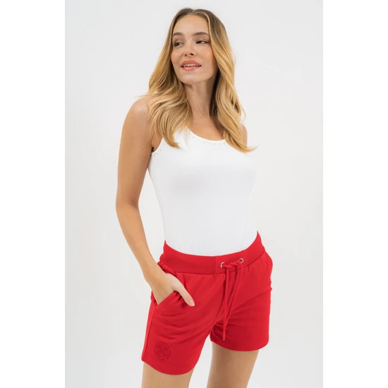 Budmil női rugalmas rövidnadrág short - piros