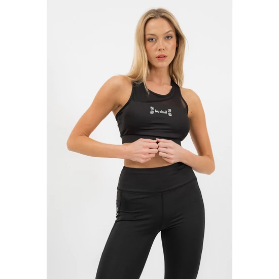 Budmil női rugalmas fitness felső - fekete