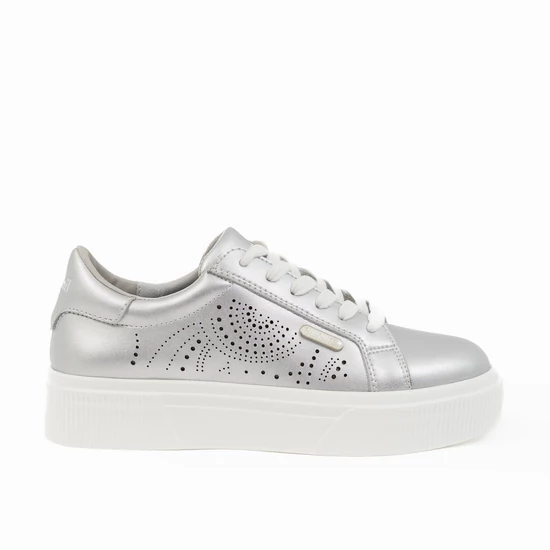 Budmil női utcai bőrcipő sneaker - ezüst