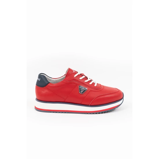Budmil női utcai bőrcipő sneaker - piros