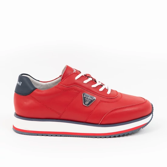 Budmil női utcai bőrcipő sneaker - piros
