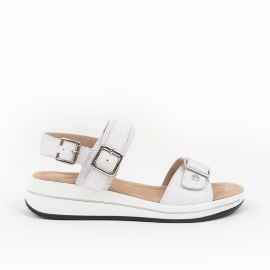 Budmil női elegáns bőrszandál - fehér