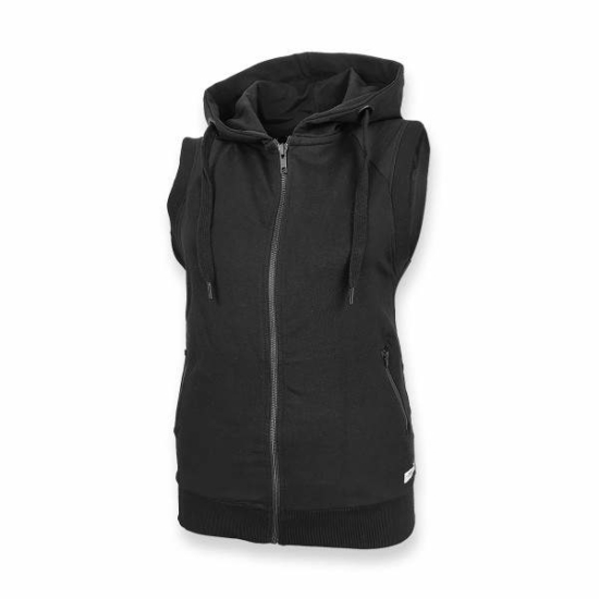 Dressa ujjatlan cipzáros kapucnis női pulóver - fekete (XS-3XL)