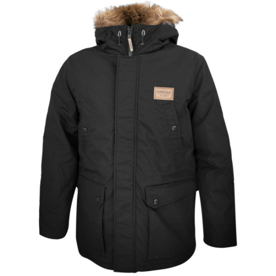 Dressa Basic szőrmés kapucnis férfi téli parka kabát - fekete