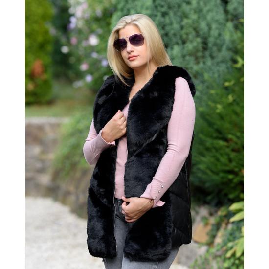 Szőrmés mellény fekete (XS-XL)