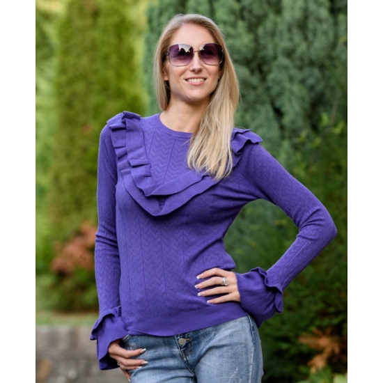 Fodros lila kötött pulóver (S/M-L/XL)