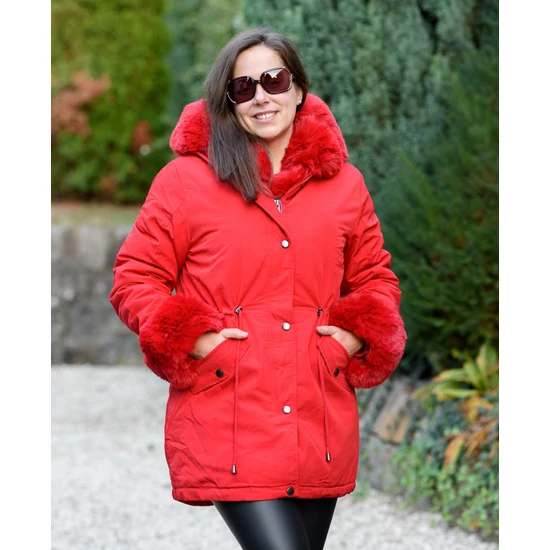 Bundás piros hosszú kabát (S-XXL)