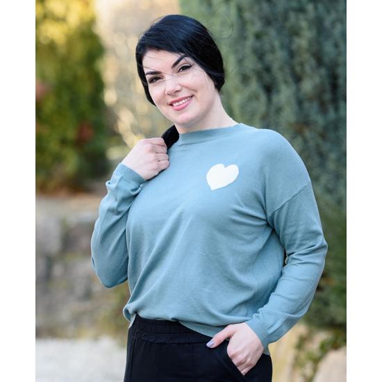 Szívecskés zöld kötött felső (S/M-L/XL)
