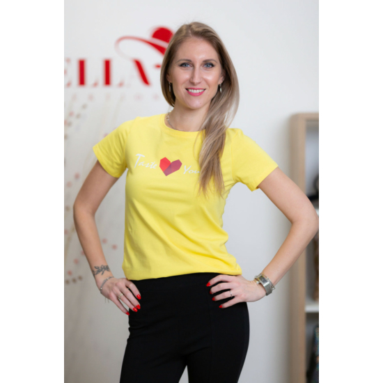 Szívecske mintás sárga póló (S/M-L/XL)