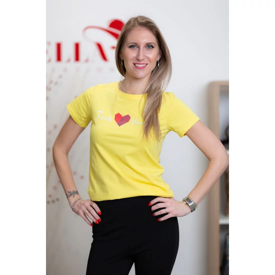 Szívecske mintás sárga póló (S/M-L/XL)