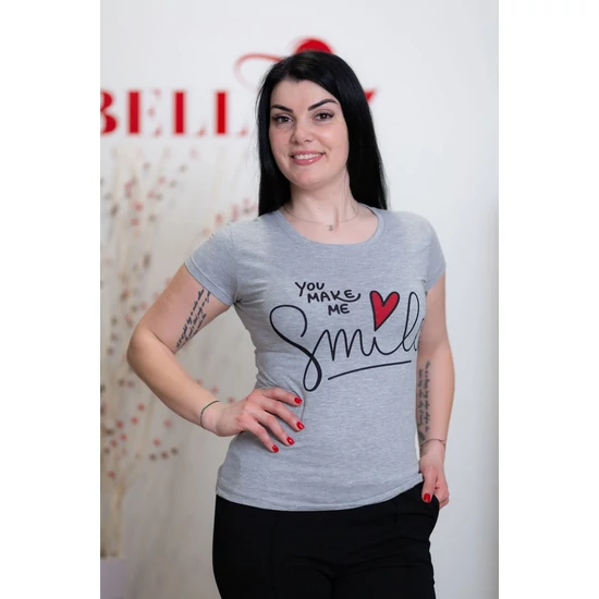 Smile feliratú szürke póló (S/M-L/XL)