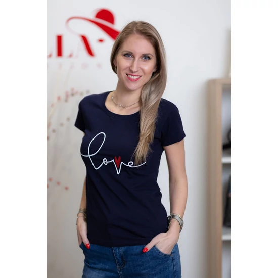 Love feliratú sötétkék póló (S/M-L/XL)