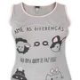 Kép 3/5 - Dressa Home csíkos mintás ujjatlan rövidnadrágos női pamut nagyméretű pizsama - szürke 2XL-5XL