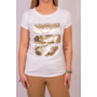 Kép 4/6 - NEW MONDAY női rövid ujjú póló, felső -fehér, arany mintával (S/M)