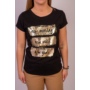 Kép 4/9 - NEW MONDAY női rövid ujjú póló, felső -fekete, arany mintával (S/M)