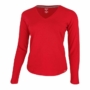 Kép 1/2 - Dressa Premium hosszú ujjú V nyakú női pamut póló- piros (S-XXL)