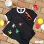 Kép 6/6 - Dressa Paint festékpaca mintás női pólóruha - fekete