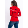 Kép 2/4 - Budmil női vékony kötött pulóver - piros-sötétkék csíkos (XS-XL)