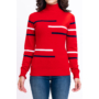 Kép 3/4 - Budmil női vékony kötött pulóver - piros-sötétkék csíkos (XS-XL)