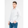 Kép 1/4 - Budmil férfi modern fit hosszú ujjú ing - fehér-világoskék kockás (S-3XL)