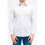 Kép 3/4 - Budmil férfi modern fit hosszú ujjú ing - fehér-világoskék kockás (S-3XL)